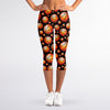 Black Basketball Pattern Print Women's Capri Leggings