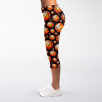 Black Basketball Pattern Print Women's Capri Leggings