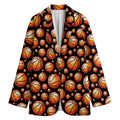 Black Basketball Pattern Print Women's Cotton Blazer