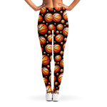 Black Basketball Pattern Print Women's Leggings