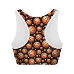 Black Basketball Pattern Print Women's Sports Bra