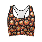 Black Basketball Pattern Print Women's Sports Bra