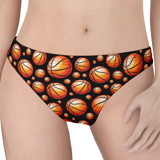 Black Basketball Pattern Print Women's Thong