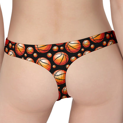 Black Basketball Pattern Print Women's Thong