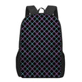 Black Blue And Pink Tartan Pattern Print 17 Inch Backpack