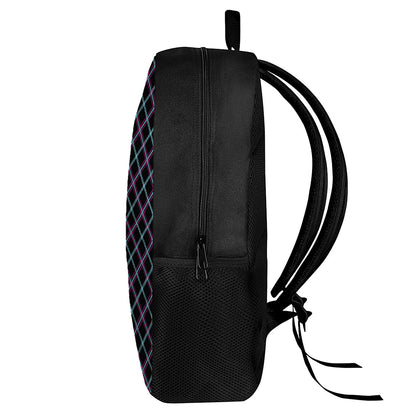 Black Blue And Pink Tartan Pattern Print 17 Inch Backpack