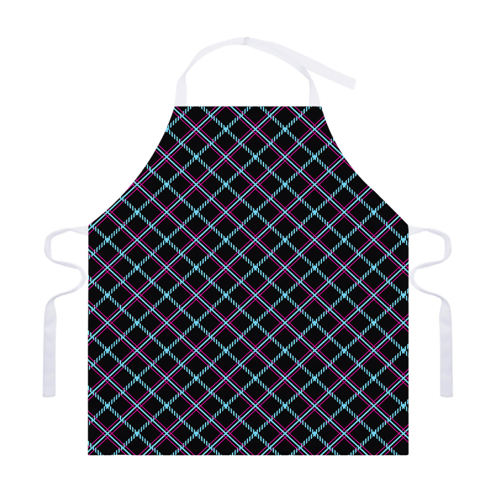 Black Blue And Pink Tartan Pattern Print Adjustable Apron