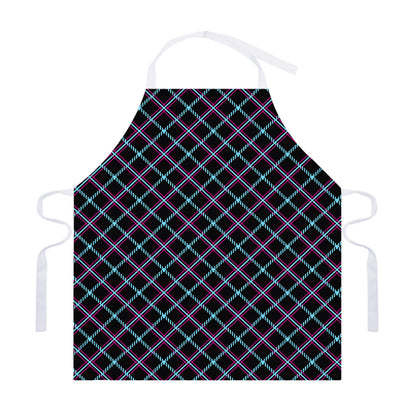Black Blue And Pink Tartan Pattern Print Adjustable Apron