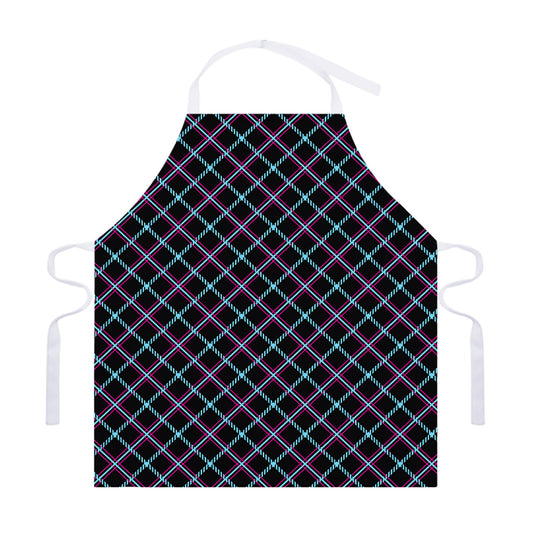 Black Blue And Pink Tartan Pattern Print Adjustable Apron