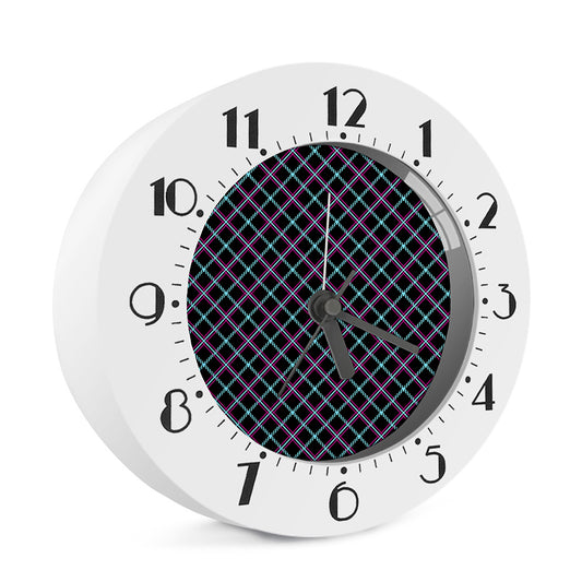 Black Blue And Pink Tartan Pattern Print Alarm Clock