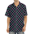 Black Blue And Pink Tartan Pattern Print Aloha Shirt
