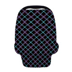 Black Blue And Pink Tartan Pattern Print Baby Seat Cover