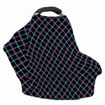 Black Blue And Pink Tartan Pattern Print Baby Seat Cover
