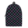 Black Blue And Pink Tartan Pattern Print School Backpack