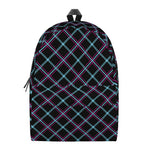 Black Blue And Pink Tartan Pattern Print Backpack