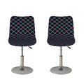 Black Blue And Pink Tartan Pattern Print Bar Stool Covers