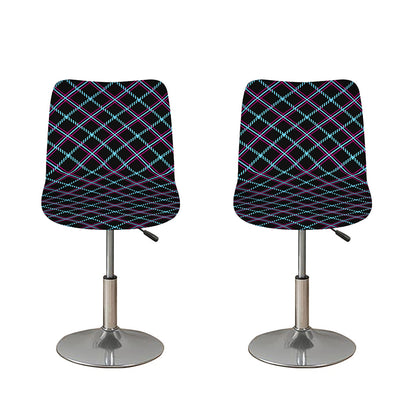 Black Blue And Pink Tartan Pattern Print Bar Stool Covers