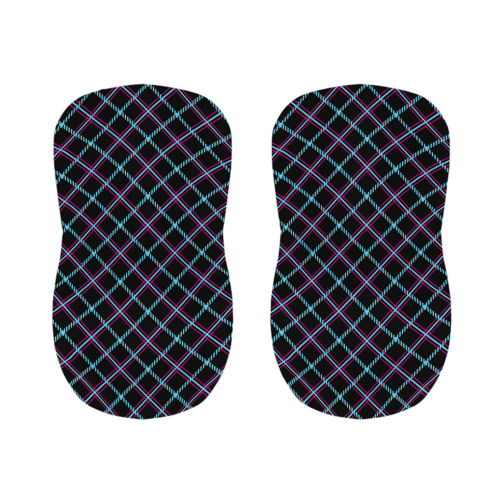 Black Blue And Pink Tartan Pattern Print Bar Stool Covers