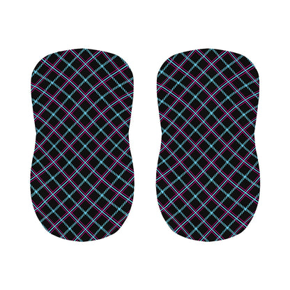 Black Blue And Pink Tartan Pattern Print Bar Stool Covers