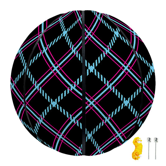 Black Blue And Pink Tartan Pattern Print Basketball