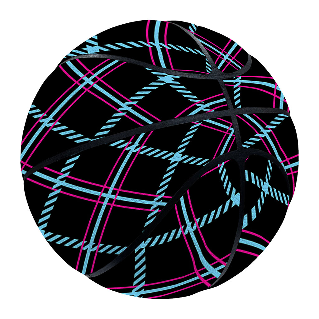 Black Blue And Pink Tartan Pattern Print Basketball