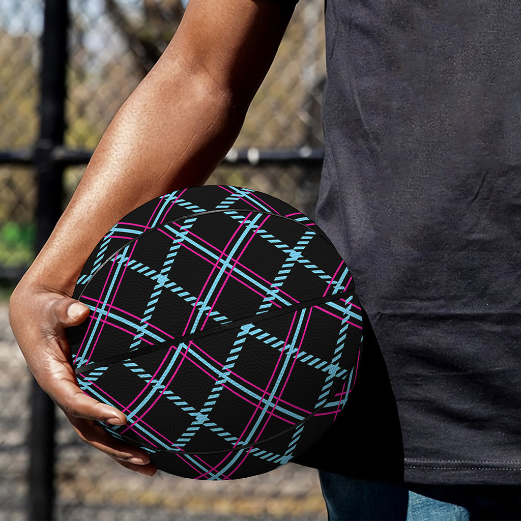 Black Blue And Pink Tartan Pattern Print Basketball