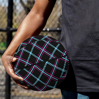 Black Blue And Pink Tartan Pattern Print Basketball