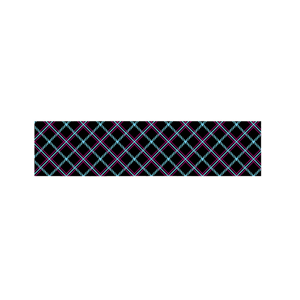 Black Blue And Pink Tartan Pattern Print Bed Runner