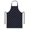 Black Blue And Pink Tartan Pattern Print Bib Apron With Pocket