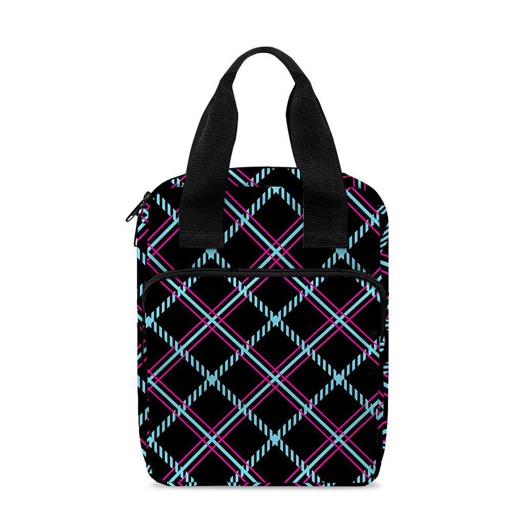 Black Blue And Pink Tartan Pattern Print Bible Tote Bag