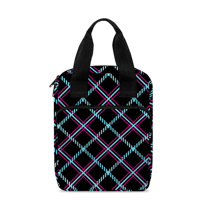 Black Blue And Pink Tartan Pattern Print Bible Tote Bag
