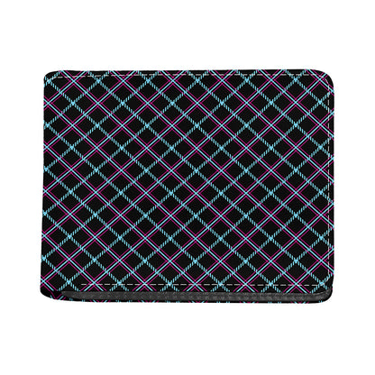 Black Blue And Pink Tartan Pattern Print Bifold Wallet