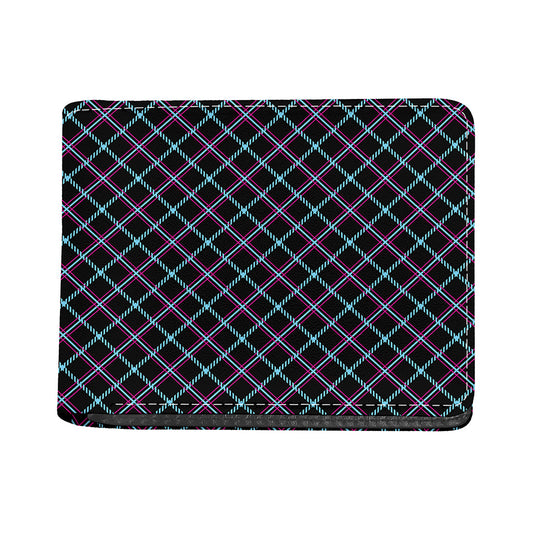 Black Blue And Pink Tartan Pattern Print Bifold Wallet
