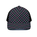Black Blue And Pink Tartan Pattern Print Black Mesh Trucker Hat