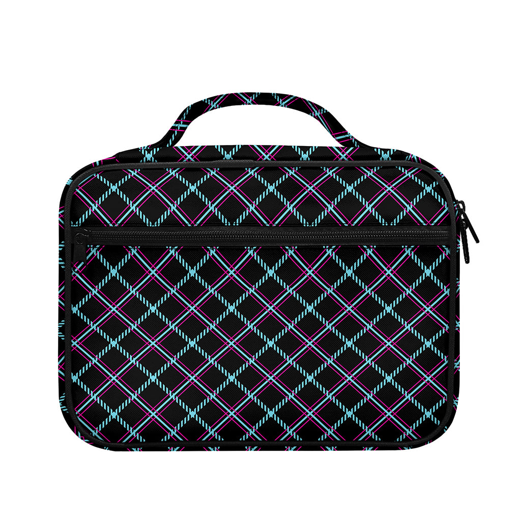 Black Blue And Pink Tartan Pattern Print Briefcase Bible Bag