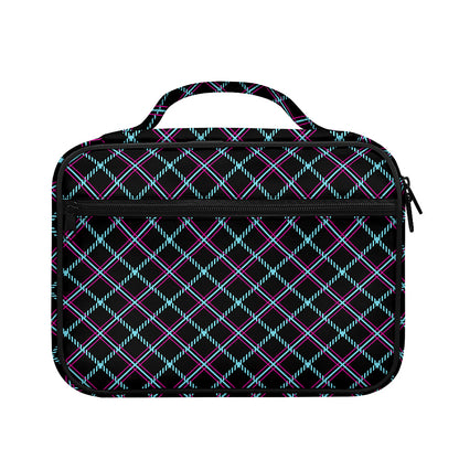 Black Blue And Pink Tartan Pattern Print Briefcase Bible Bag