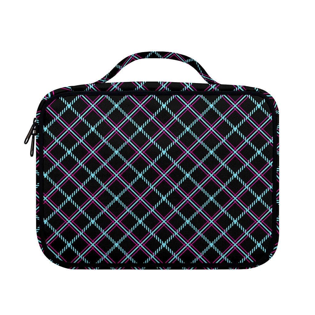 Black Blue And Pink Tartan Pattern Print Briefcase Bible Bag
