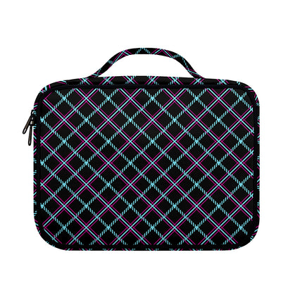 Black Blue And Pink Tartan Pattern Print Briefcase Bible Bag