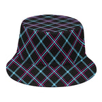 Black Blue And Pink Tartan Pattern Print Bucket Hat