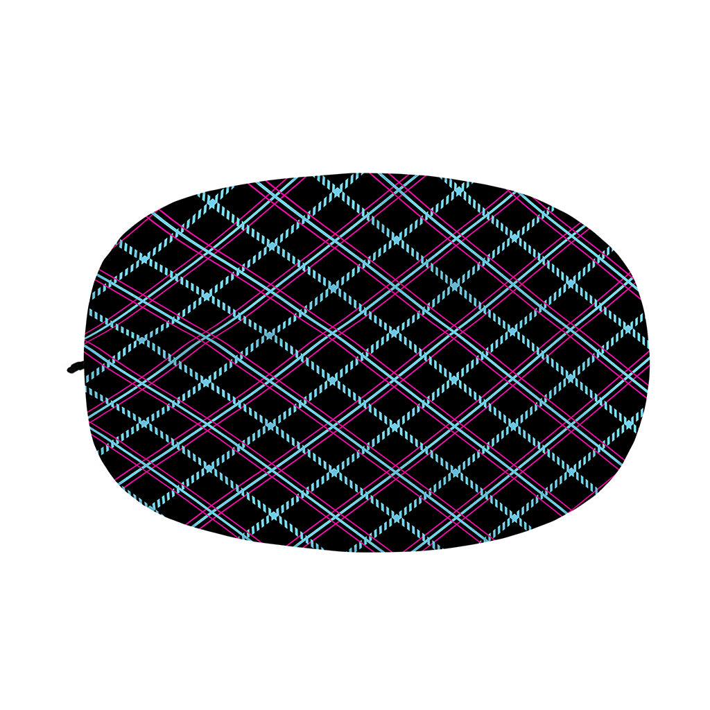 Black Blue And Pink Tartan Pattern Print Car Side Mirror Covers
