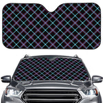 Black Blue And Pink Tartan Pattern Print Car Windshield Sun Shade