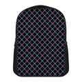Black Blue And Pink Tartan Pattern Print Casual Backpack