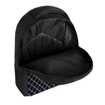 Black Blue And Pink Tartan Pattern Print Casual Backpack