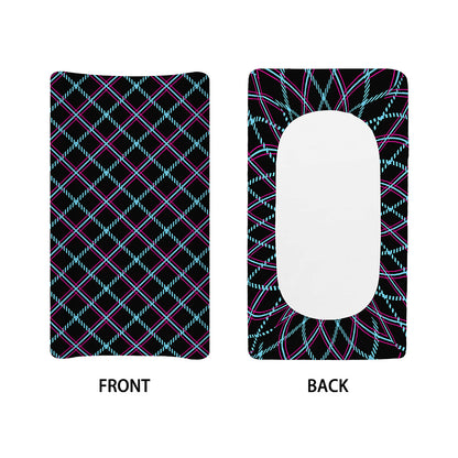 Black Blue And Pink Tartan Pattern Print Changing Pad Cover