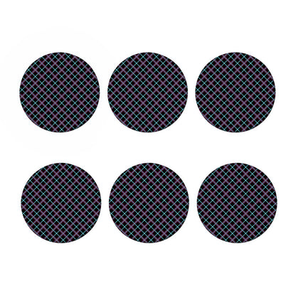 Black Blue And Pink Tartan Pattern Print Coaster Set