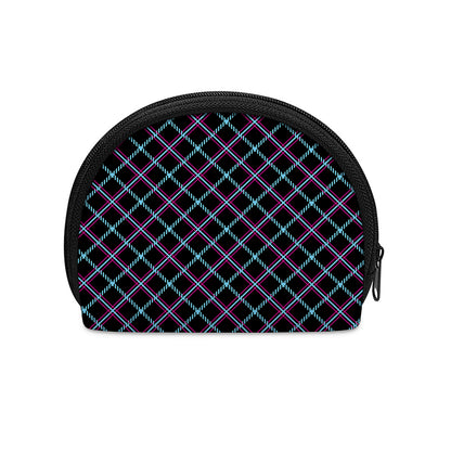 Black Blue And Pink Tartan Pattern Print Coin Purse