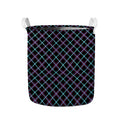 Black Blue And Pink Tartan Pattern Print Collapsible Laundry Basket