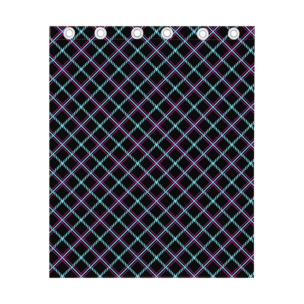 Black Blue And Pink Tartan Pattern Print Curtain
