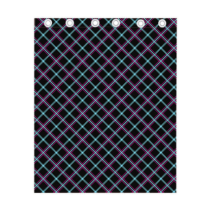 Black Blue And Pink Tartan Pattern Print Curtain