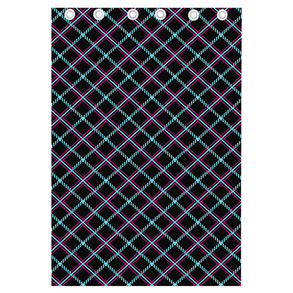 Black Blue And Pink Tartan Pattern Print Curtain